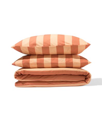 housse de couette 240x200/220 coton doux ray&eacute; p&ecirc;che - 5750151 - HEMA