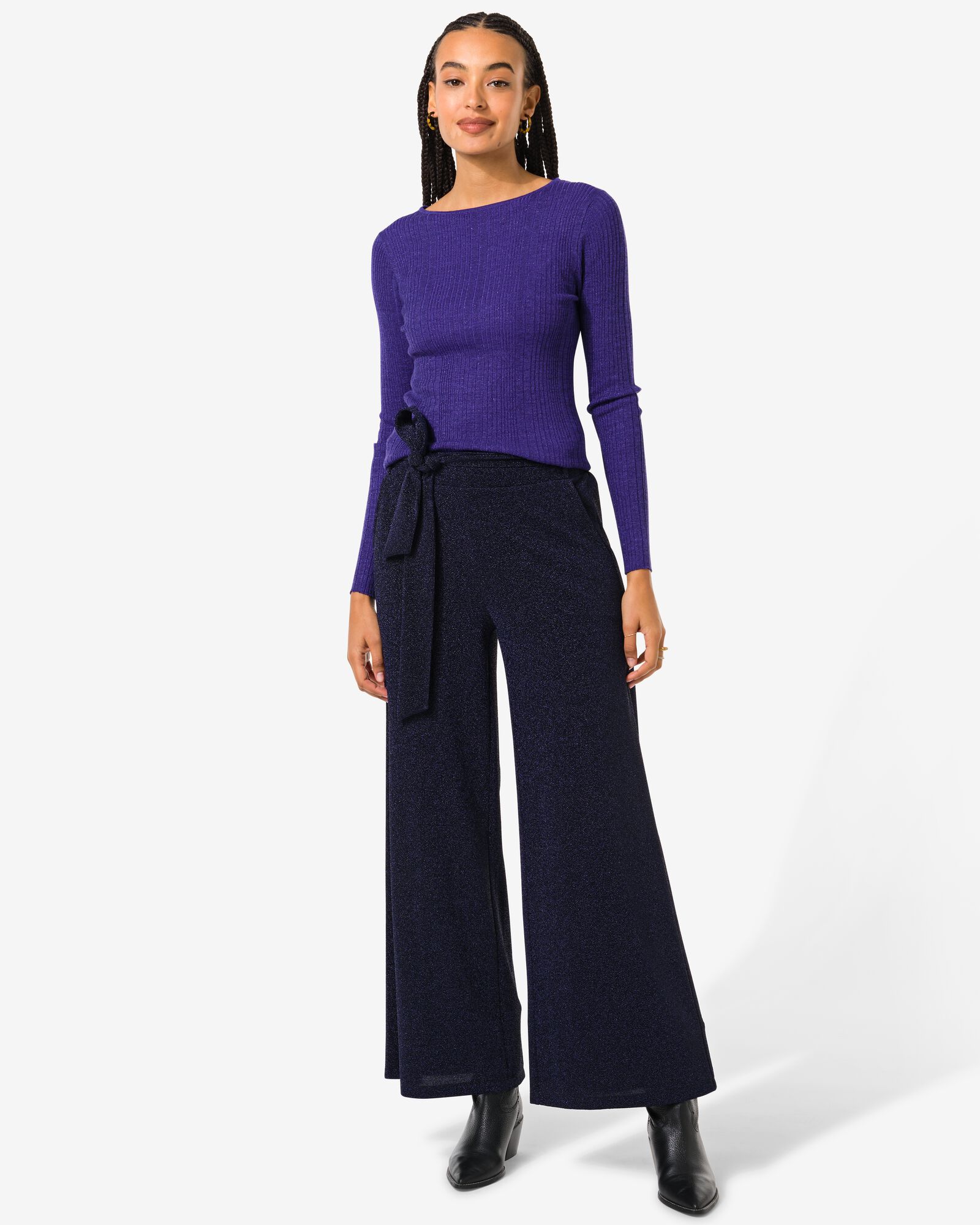 damesbroek Eileen glitter blauw - 36299145BLUE - HEMA