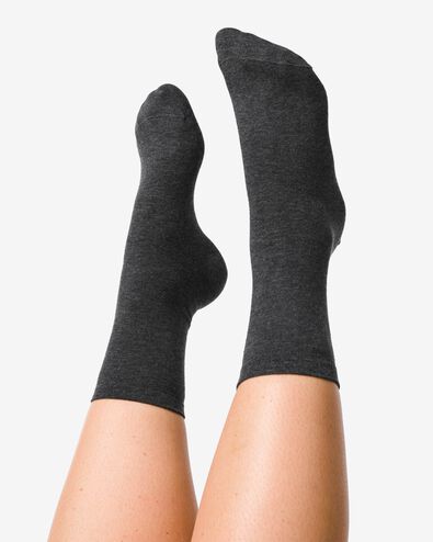 dames sokken met biologisch katoen - 2 paar grijsmelange 35/38 - 4250071 - HEMA