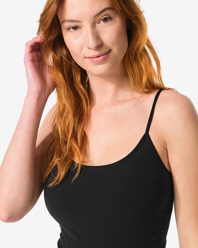 licht corrigerend hemd spaghettibandjes naadloos katoen zwart zwart - 21540150BLACK - HEMA