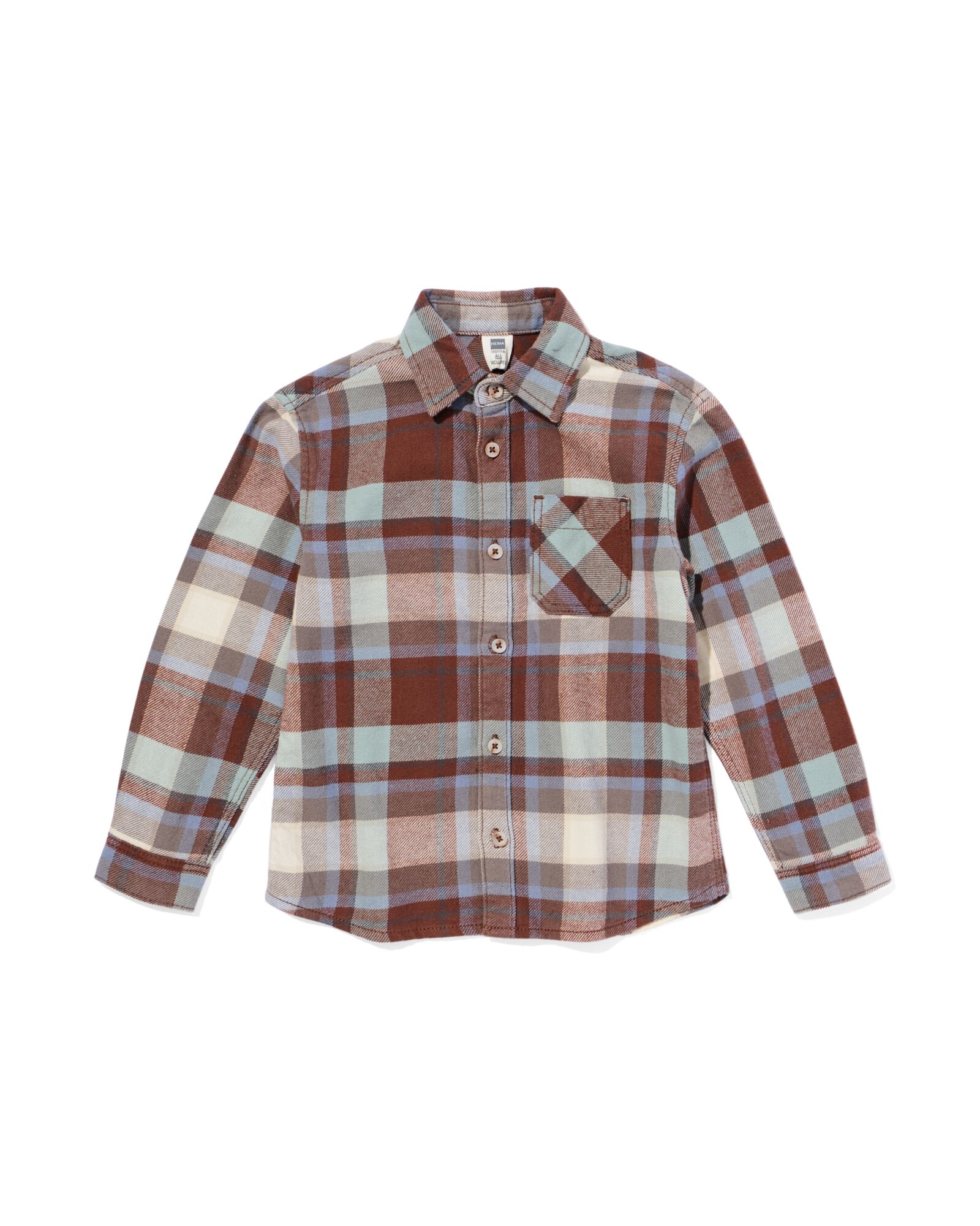 kinderoverhemd flanel ruiten bruin - 30707408BROWN - HEMA