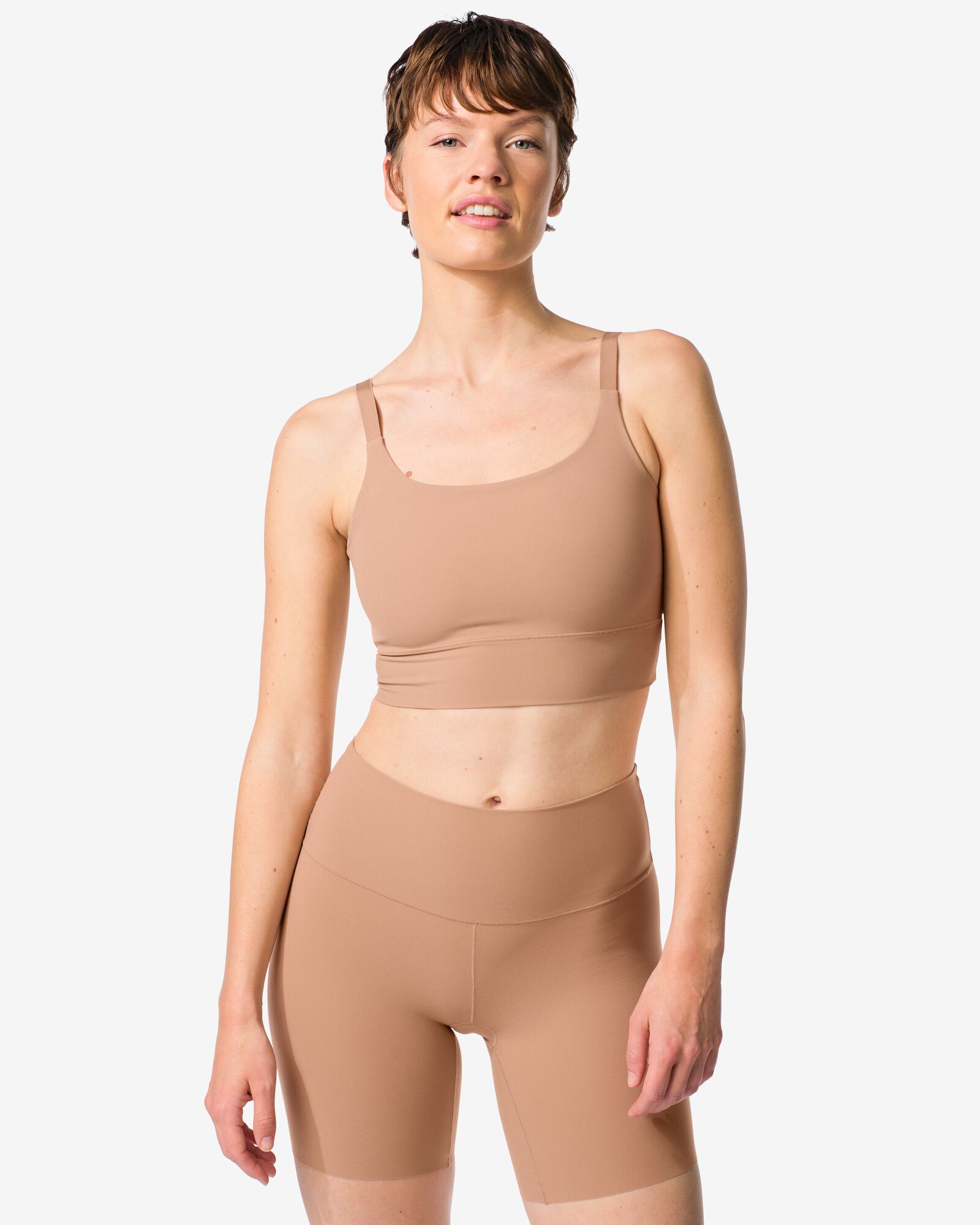 licht corrigerende damesbiker hoge taille lichtbruin lichtbruin - 21500734LIGHTBROWN - HEMA