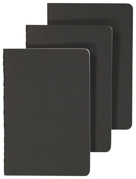 3er-Pack Hefte, schwarz, DIN A6, liniert - 14102924 - HEMA