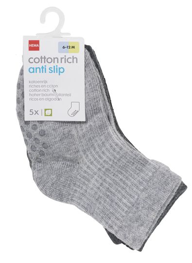 5 paires de chaussettes b&eacute;b&eacute; avec coton gris - 1000028755 - HEMA