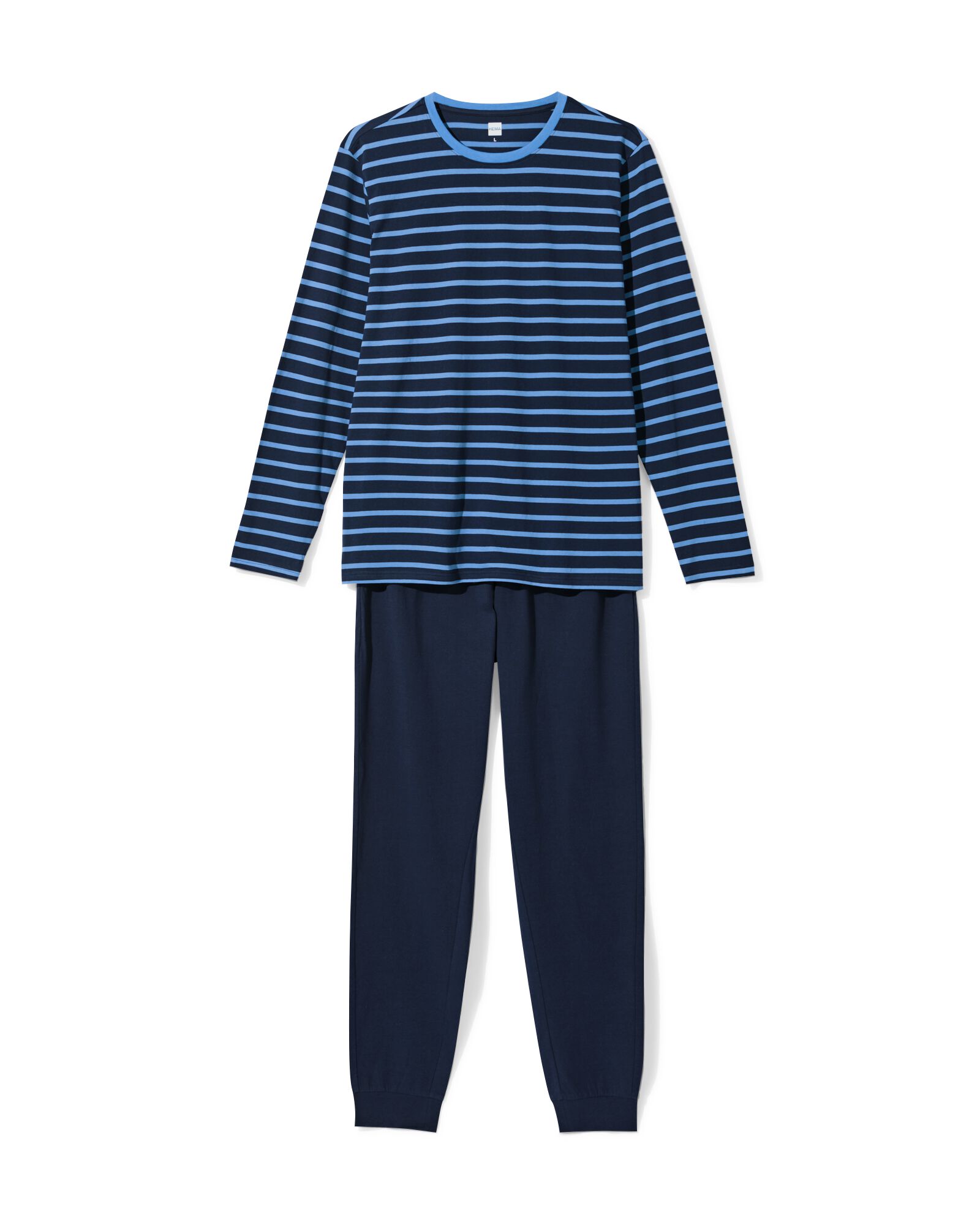 herenpyjama Jesse jersey strepen donkerblauw donkerblauw - 23686610DARKBLUE - HEMA