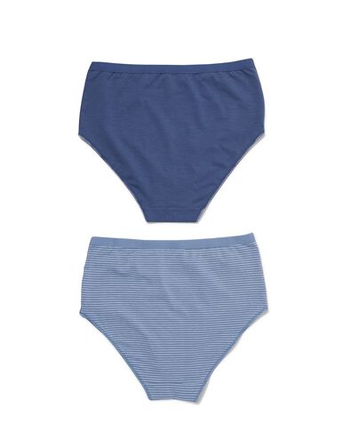 2 slips femme taille haute coton stretch bleu M - 19680926 - HEMA