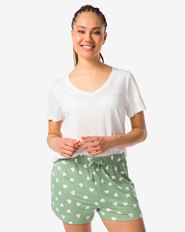 short de pyjama femme micro coeurs vert moyen vert moyen - 23430440MIDGREEN - HEMA