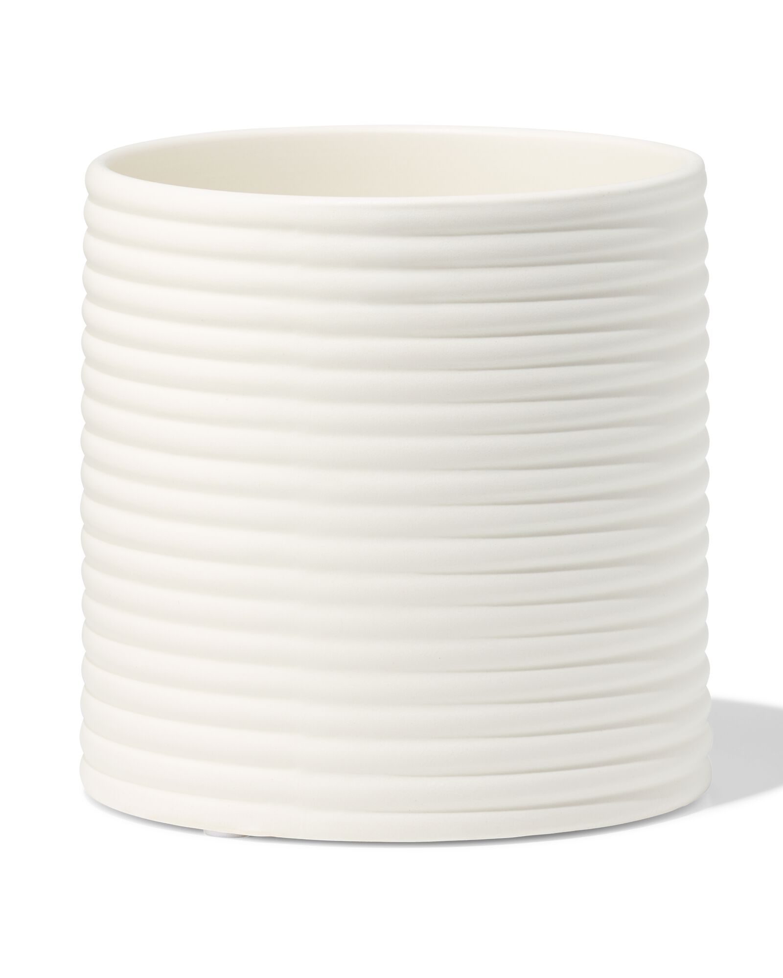 cache-pot ⌀13,3x13,4 cm c&eacute;ramique stri&eacute; cr&egrave;me - 13325013 - HEMA