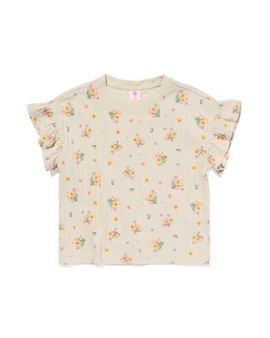 Kinder-T-Shirt, gerippt eierschalenfarben 122/128 - 30863069 - HEMA