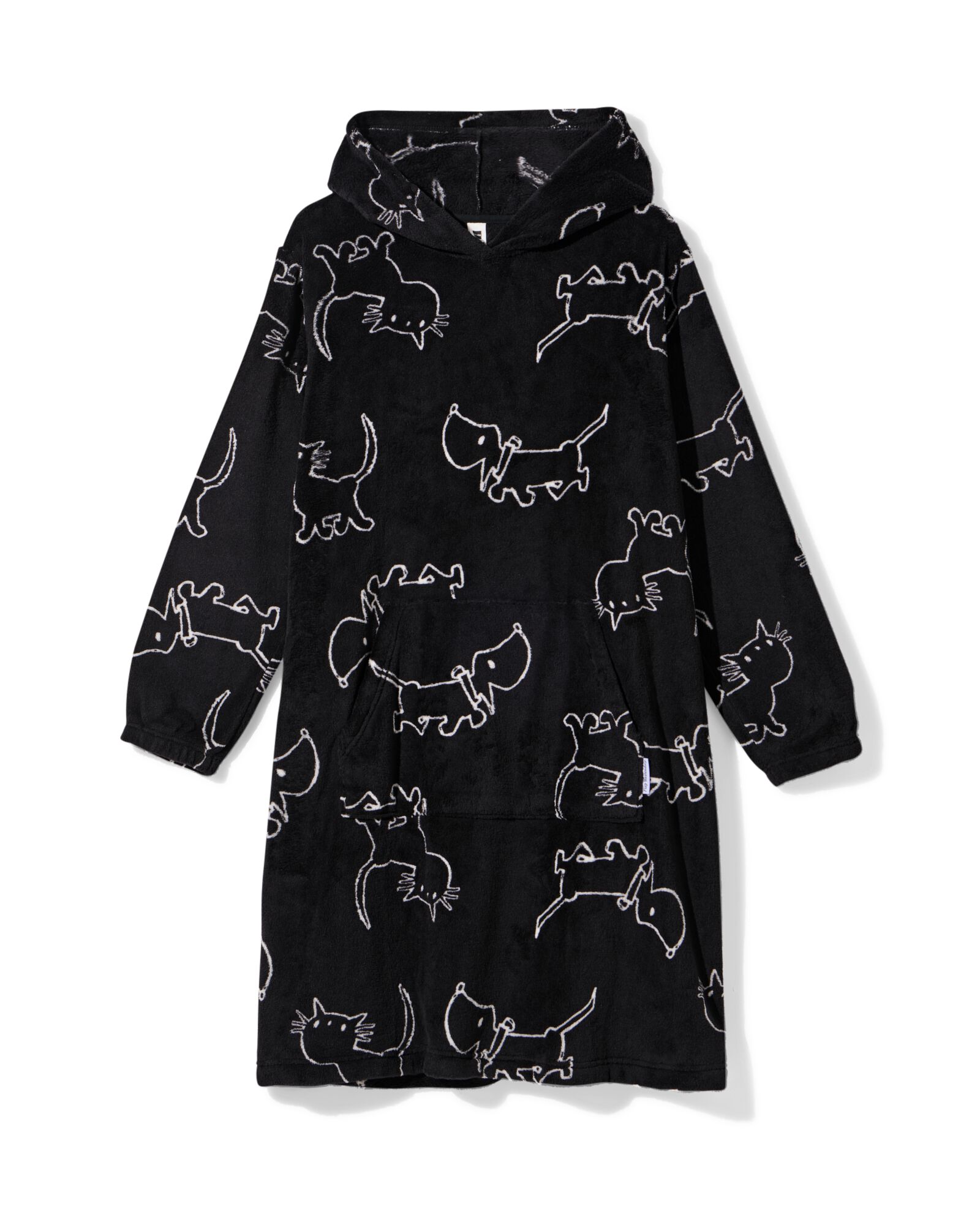 Takkie und Siepie, Damennachthemd aus Fleece schwarz schwarz - 23401160BLACK - HEMA