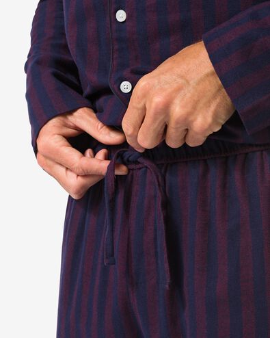herenpyjama flanel strepen donkerrood donkerrood - 23634420DARKRED - HEMA