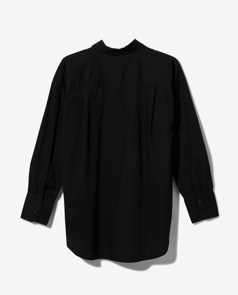 dames blouse poplin India zwart M - 36200582 - HEMA