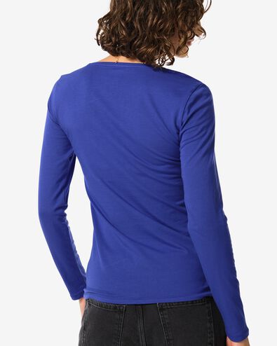 Damen-Shirt, Rundhalsausschnitt, Langarm blau S - 36350951 - HEMA
