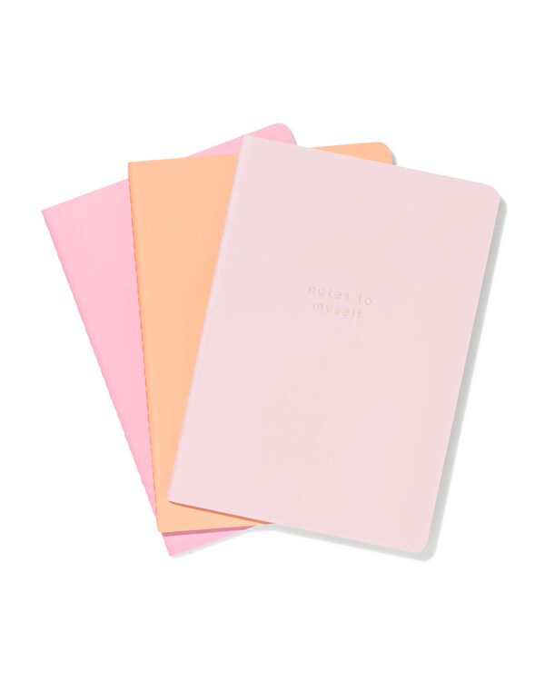 cahiers A5 lign&eacute;s rose &ndash; 3 pi&egrave;ces - 14100243 - HEMA
