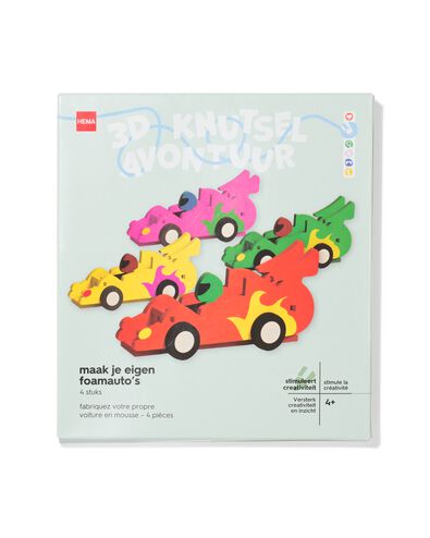 kit de bricolage voitures en mousse - 4 pi&egrave;ces - 15900497 - HEMA