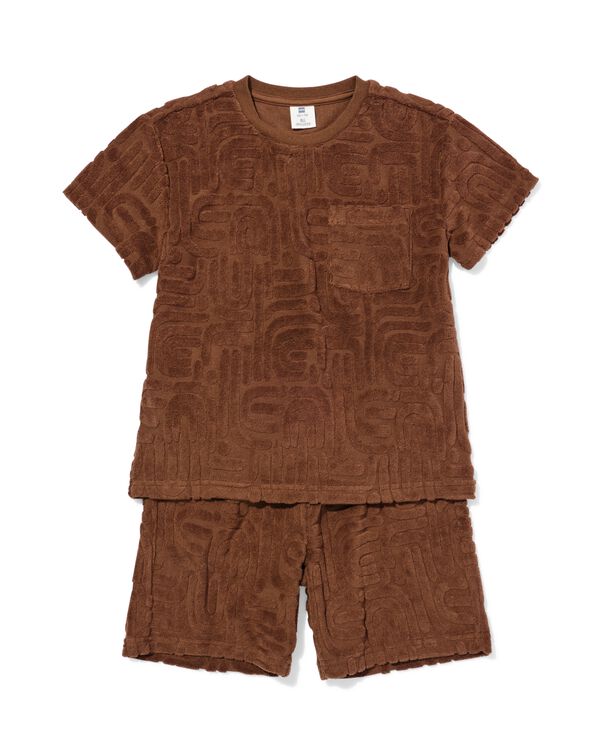 kinderkledingset sweatstof bruin bruin - 30718306BROWN - HEMA