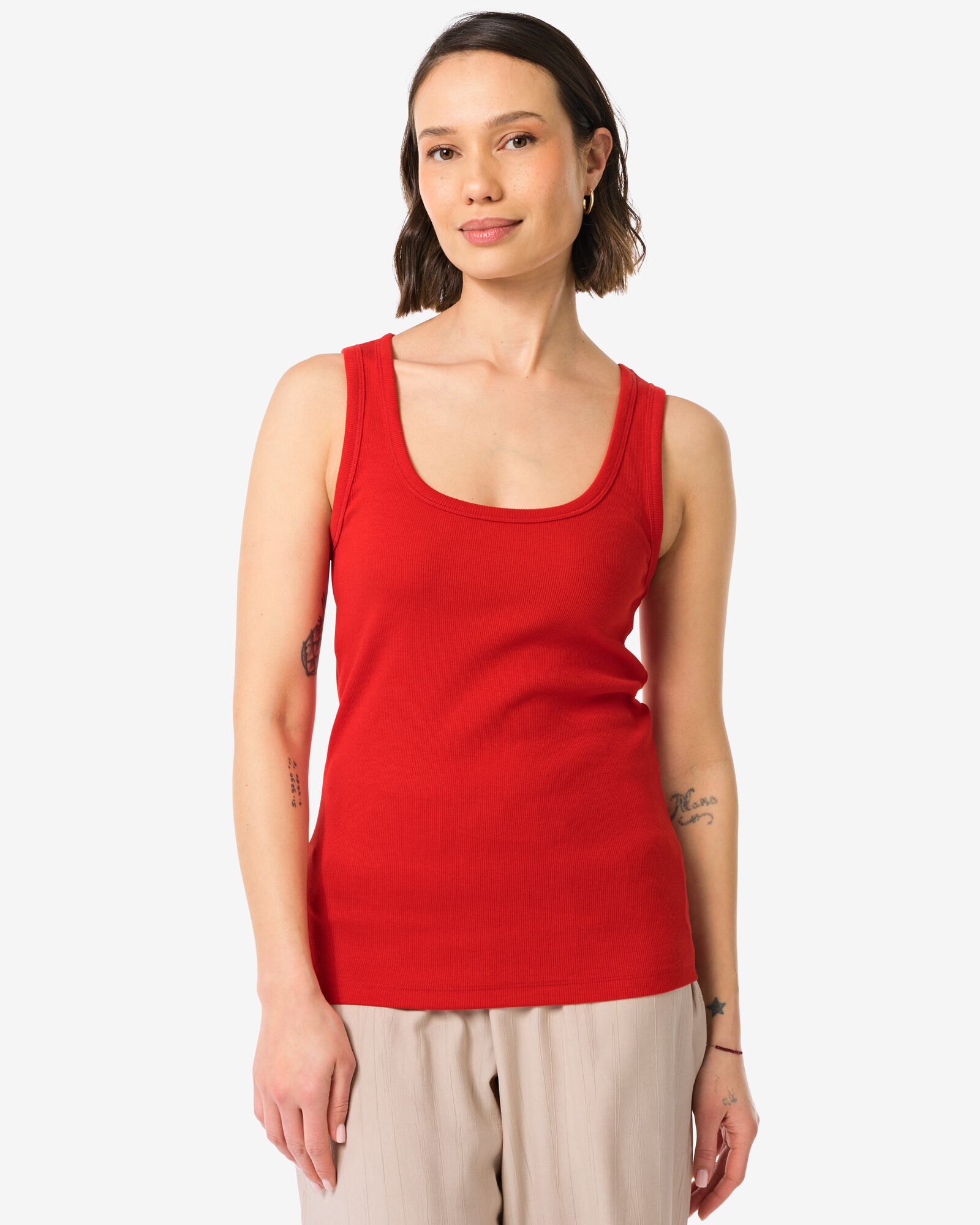 Damen-Tanktop Anouk gerippt rot - 36340080RED - HEMA