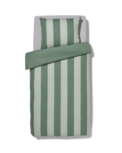 housse de couette 140x200/220cm coton doux ray&eacute; vert - 5790091 - HEMA