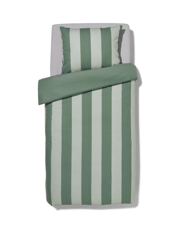 housse de couette 140x200/220cm coton doux ray&eacute; vert - 5790091 - HEMA