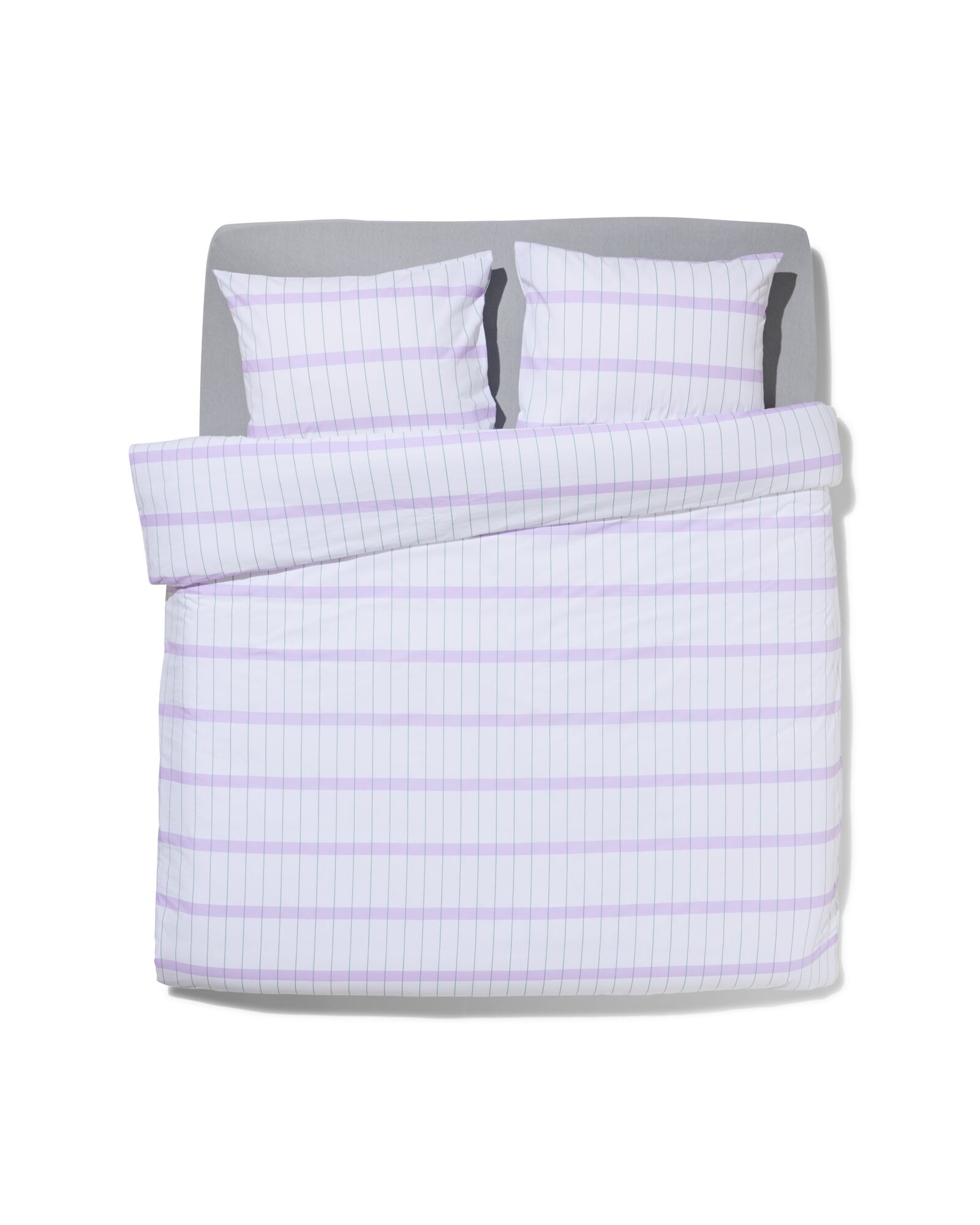 housse de couette en coton doux 200x200/220 blocs lilas - 5760135 - HEMA