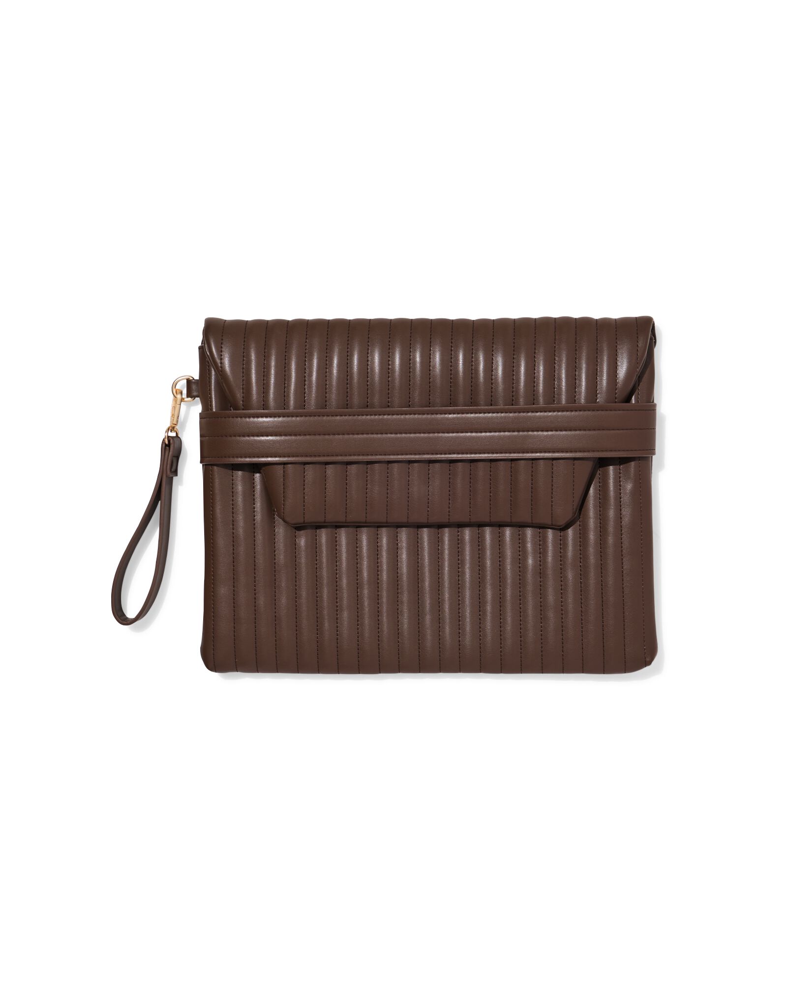 housse pour ordinateur portable 37x28x2,5cm avec rabat matelass&eacute; marron fonc&eacute; - 18760012 - HEMA