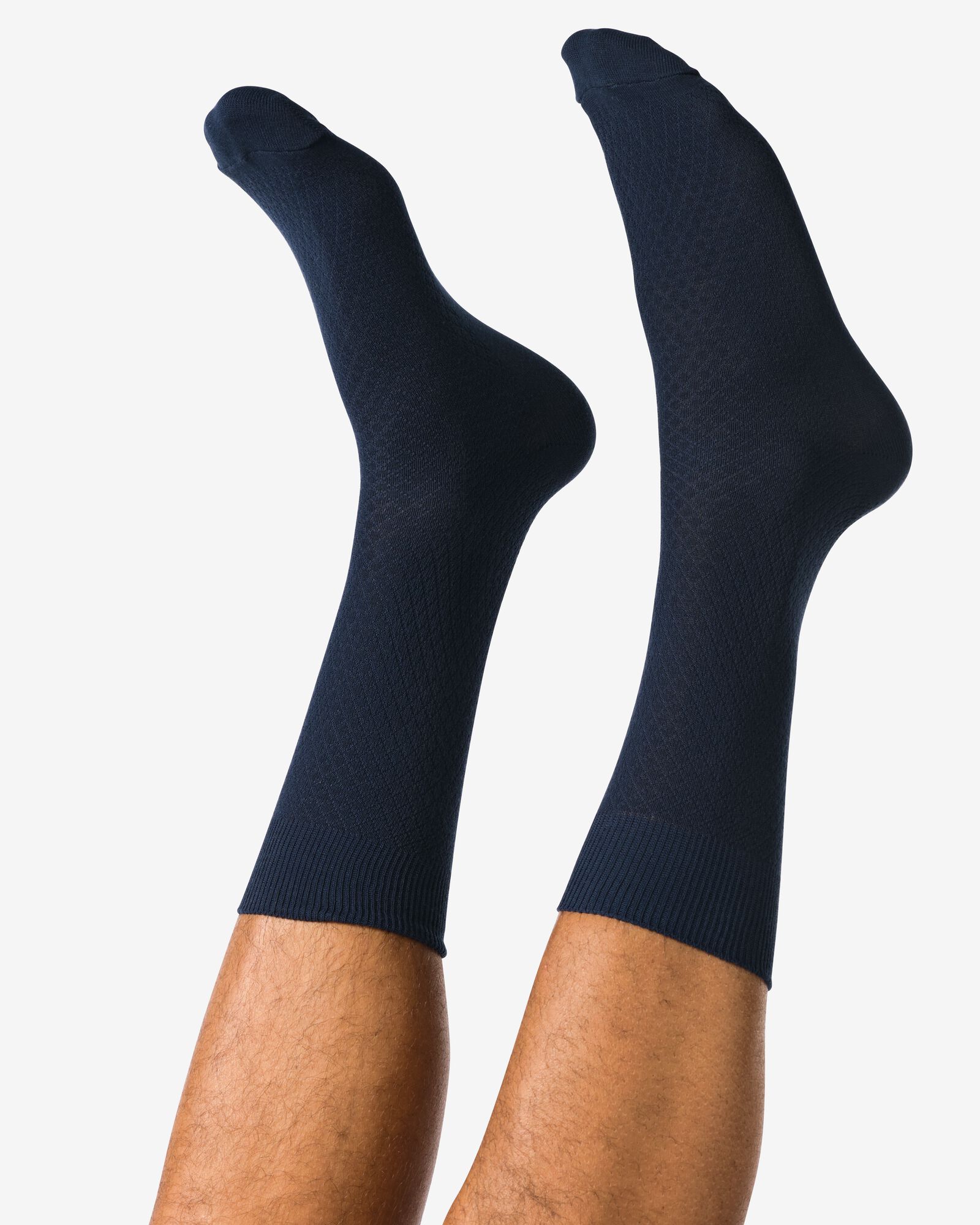 herensokken structuur donkerblauw donkerblauw - 4150390DARKBLUE - HEMA