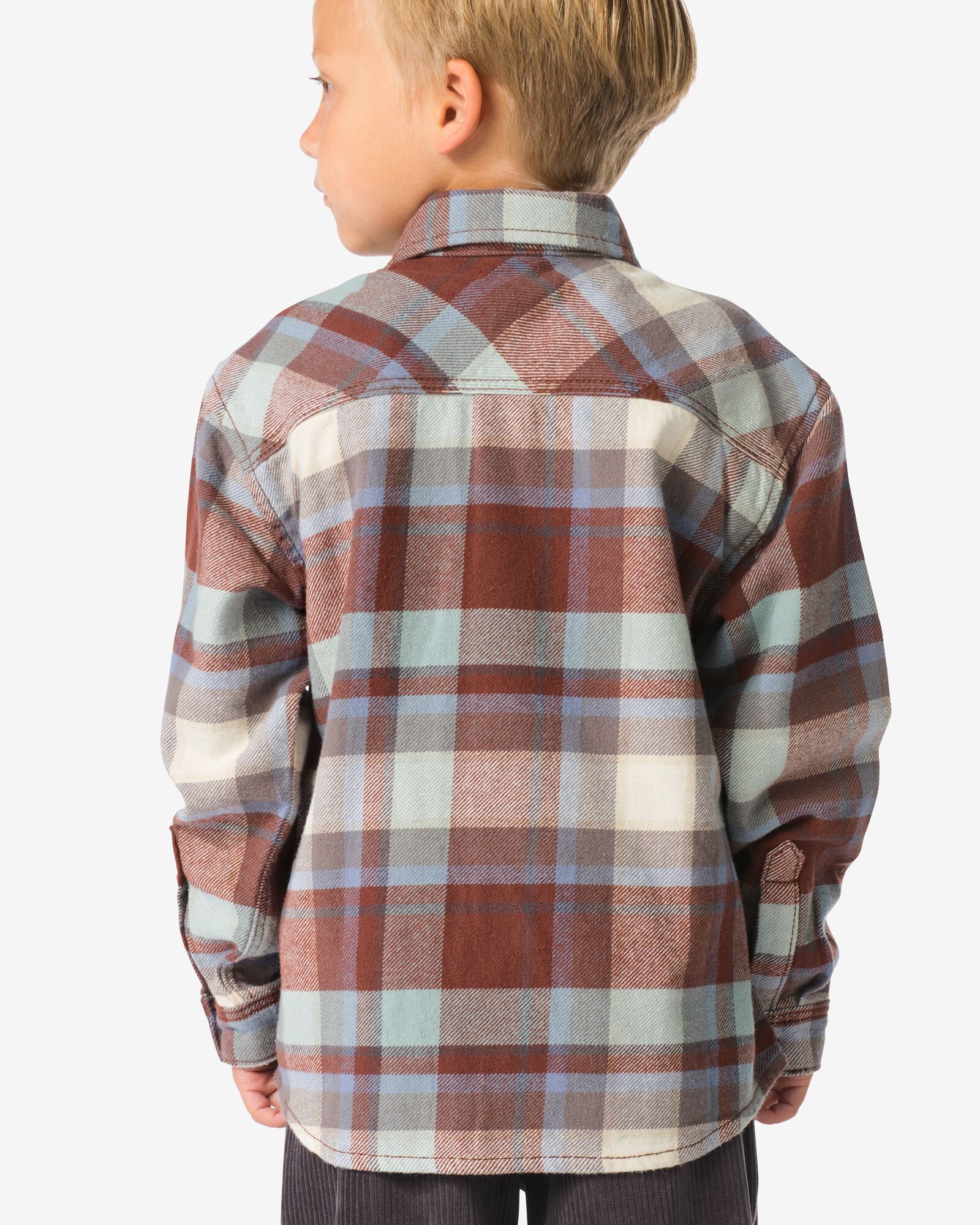 kinderoverhemd flanel ruiten bruin - 30707408BROWN - HEMA