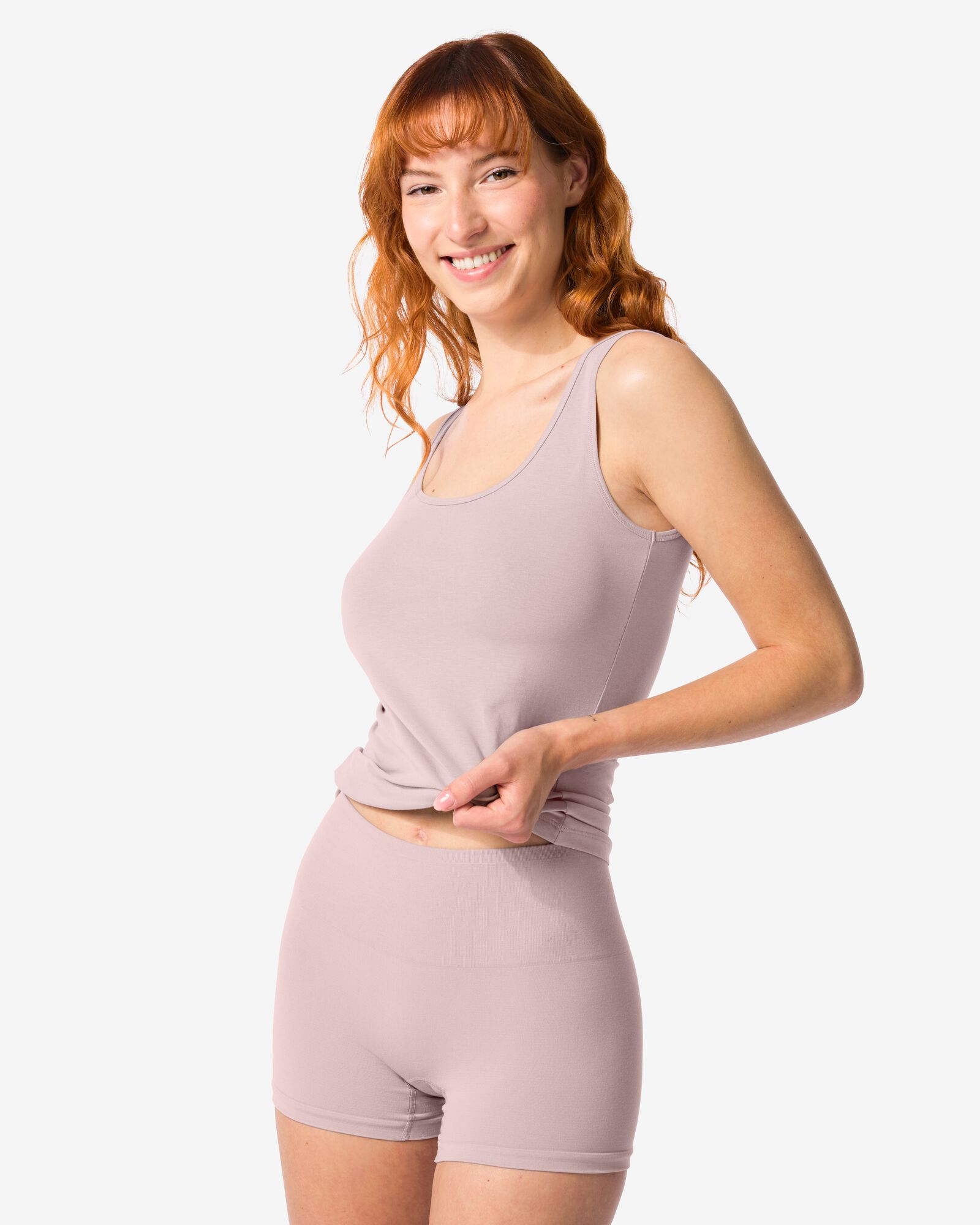 boxer l&eacute;g&egrave;rement correcteur avec bambou taille haute beige - 1000021224 - HEMA