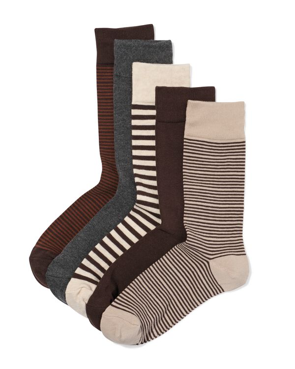 chaussettes homme rayures - 5 paires taupe taupe - 4150510TAUPE - HEMA