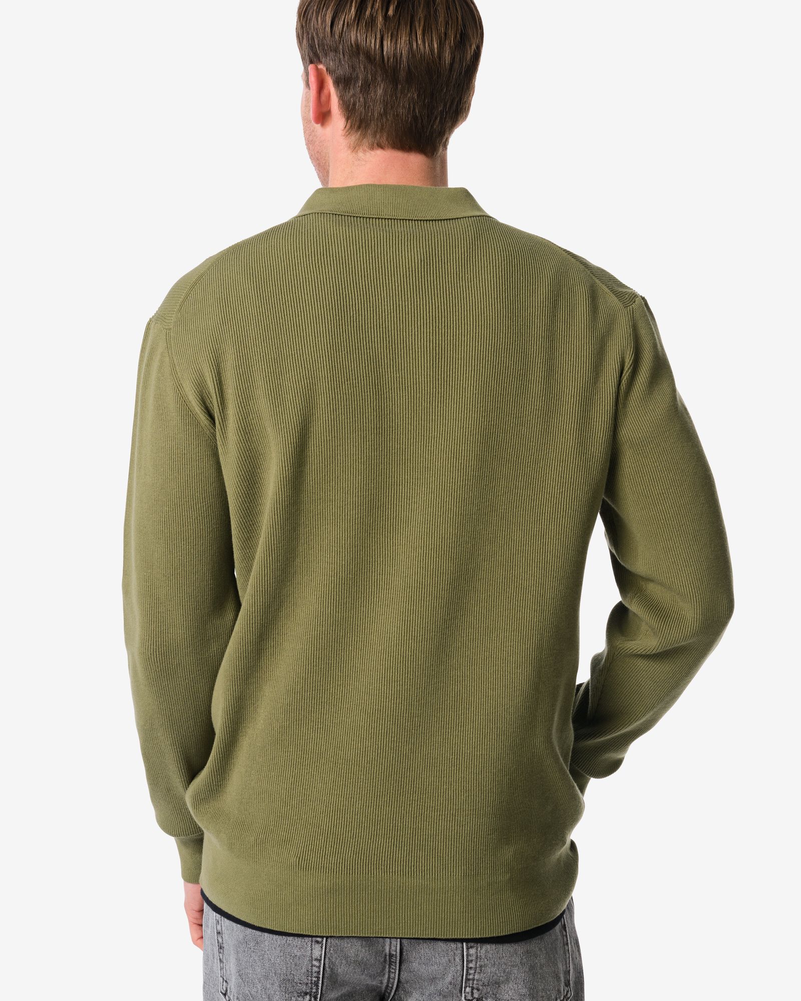 pull tricot Karel c&ocirc;tel&eacute; homme vert moyen vert moyen - 2130030MIDGREEN - HEMA