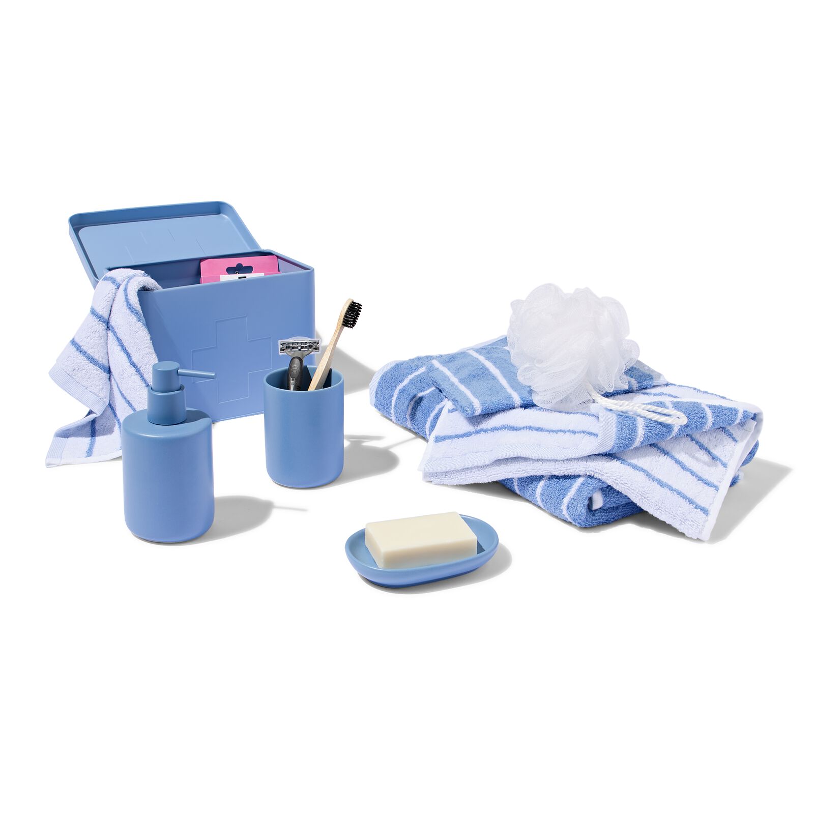 zeepbakje &Oslash;8x15 mat keramiek blauw - 80350151 - HEMA