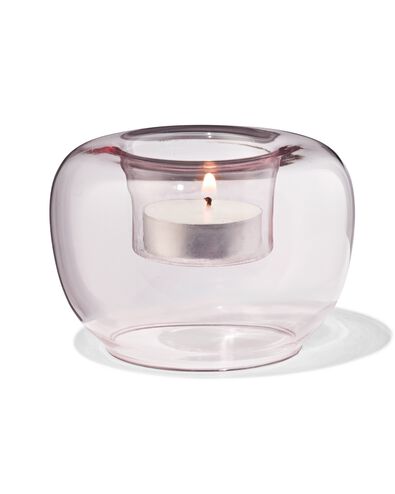sfeerlichthouder glas retro roze - 13325050 - HEMA