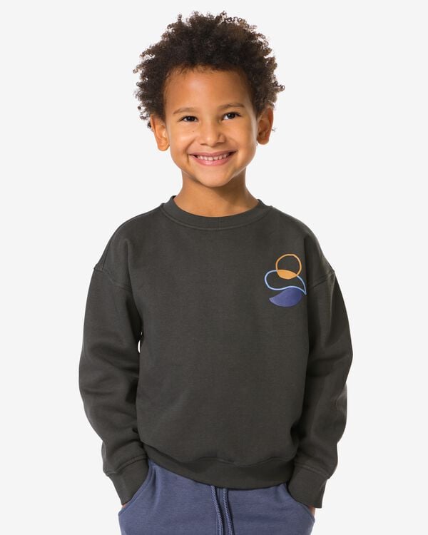 kindertrui sweatstof print  donkergrijs - 30712203DARKGREY - HEMA