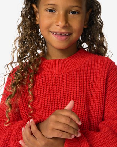 pull enfant en maille ray&eacute; rouge - 30842467RED - HEMA
