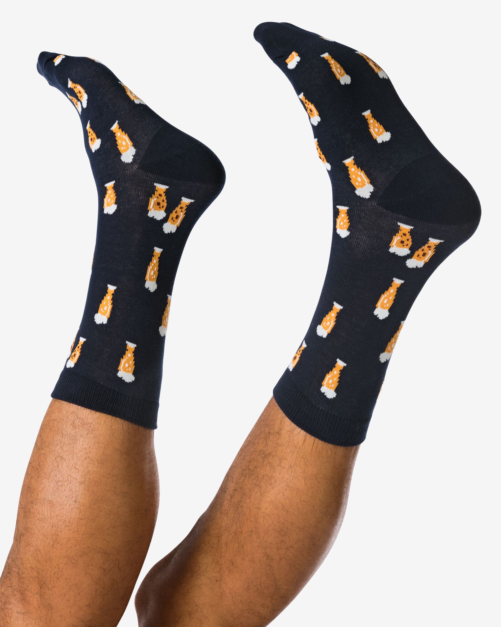 chaussettes pour adultes 'don't worry beer happy' bleu fonc&eacute; bleu fonc&eacute; - 4100325DARKBLUE - HEMA