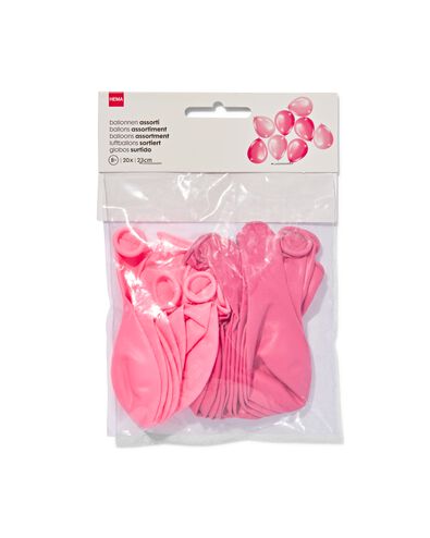 20er-Pack Luftballons, 23 cm, rosa/rot - 14200526 - HEMA