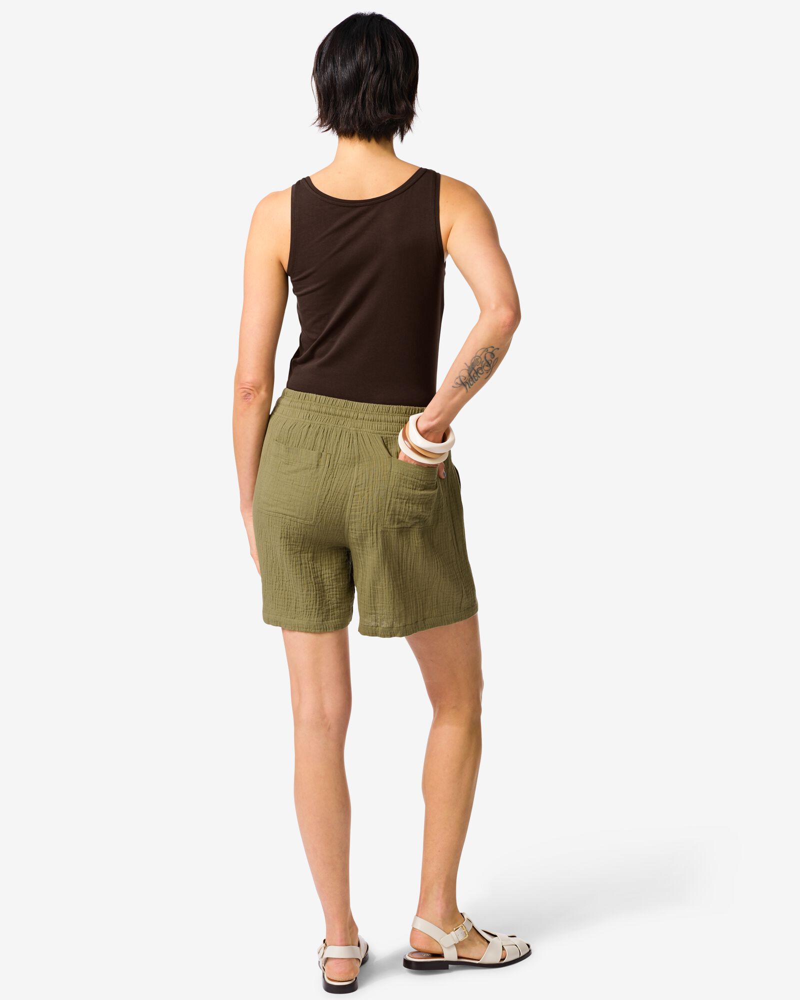 damesshort relaxed fit mousseline groen groen - 36304210GREEN - HEMA