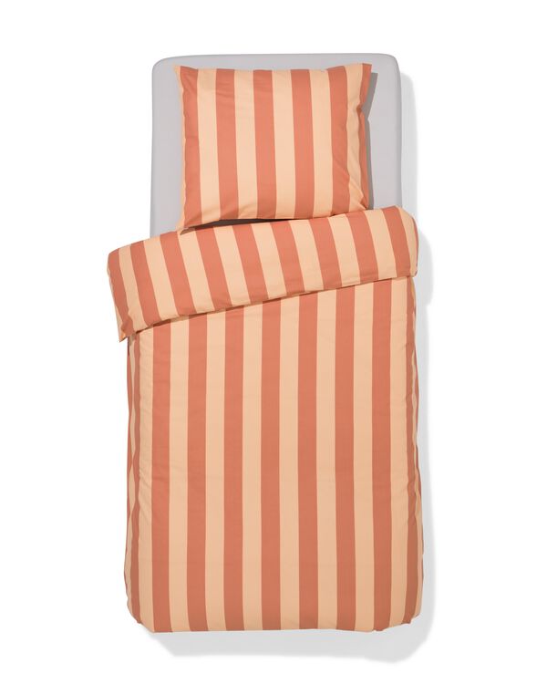 housse de couette 140x200/220 coton doux rayé pêche  - 5750149 - HEMA