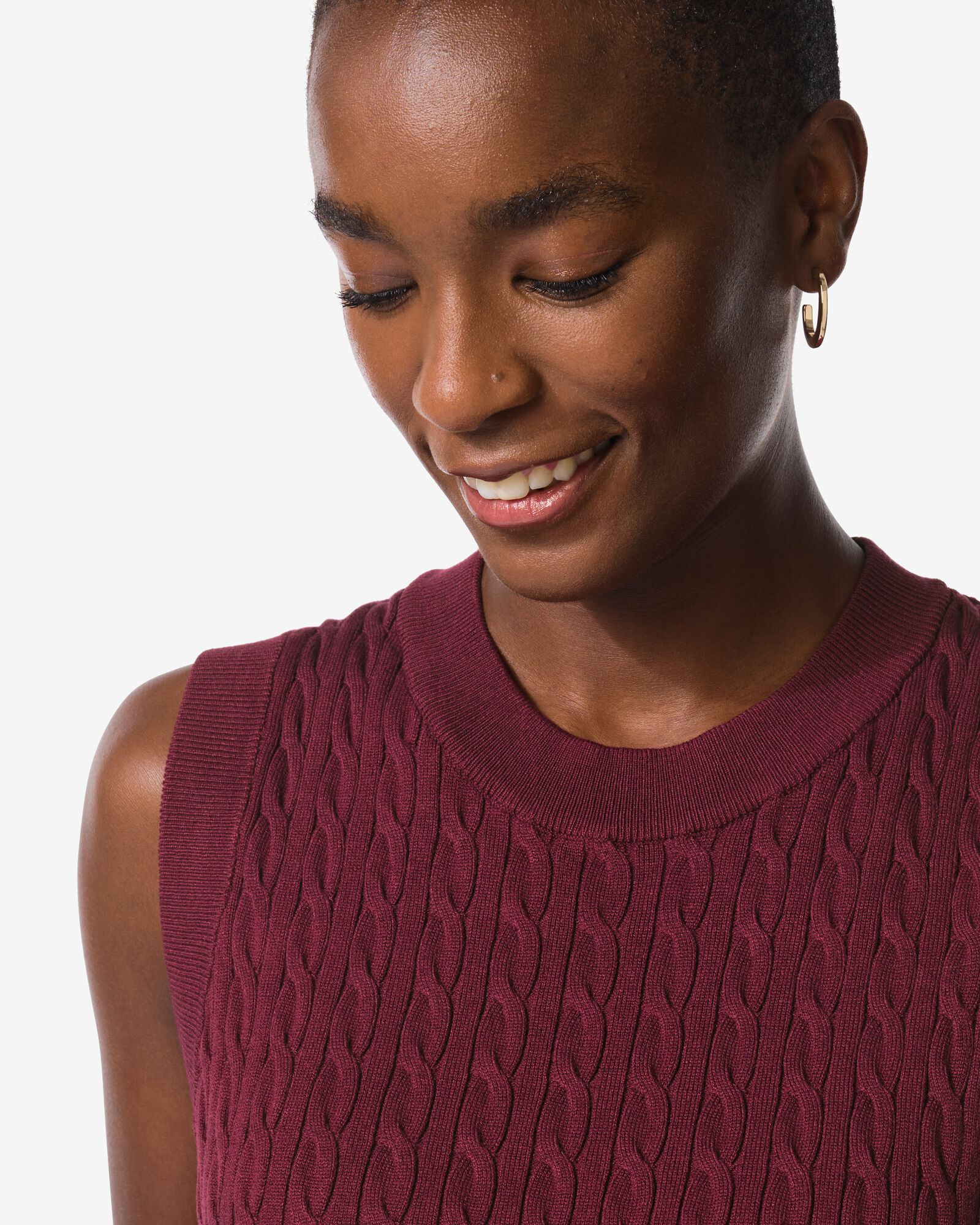 gilet femme &agrave; torsades Rosie bordeaux - 36201650BURGUNDYRED - HEMA