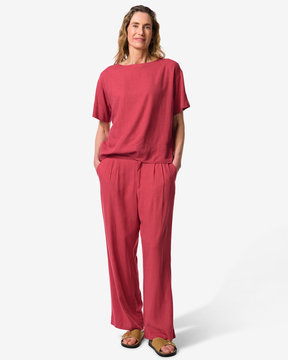 Dunkelrosa Damen-Set aus Leinen - &nbsp;2022150 - HEMA