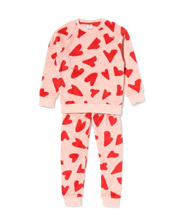 Kinderpyjama, Fleece, Herzen rosa rosa - 23001840PINK - HEMA