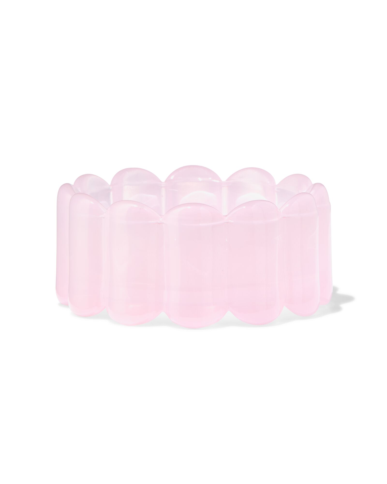 kaarsonderzetter ⌀10x4.5cm glas ribbel roze - 13326057 - HEMA