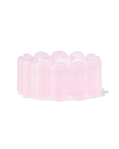 kaarsonderzetter ⌀10x4.5cm glas ribbel roze - 13326057 - HEMA