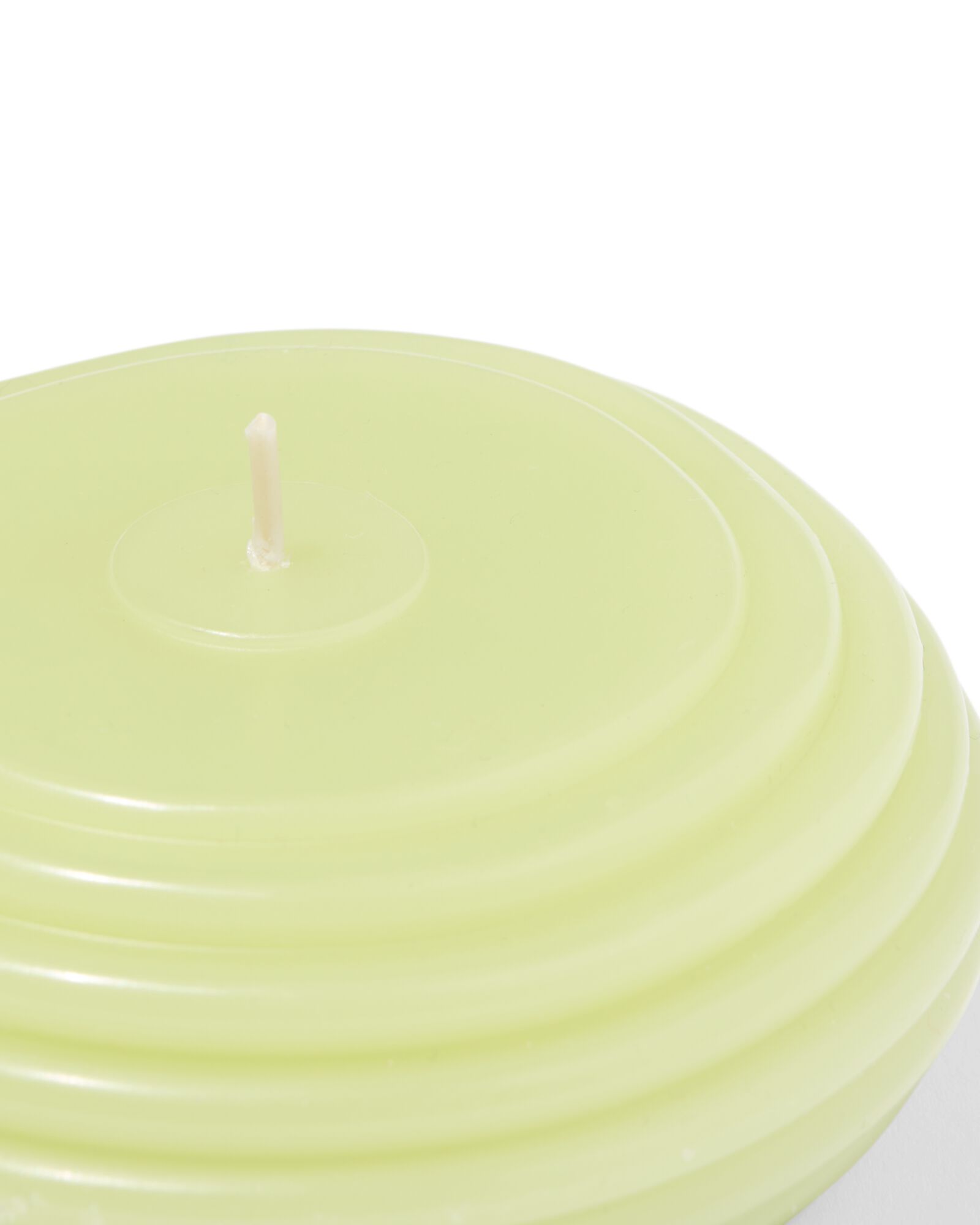 bougie &agrave; forme ⌀ 10 x 4,5 cm nervur&eacute;e vert clair - 13506169 - HEMA