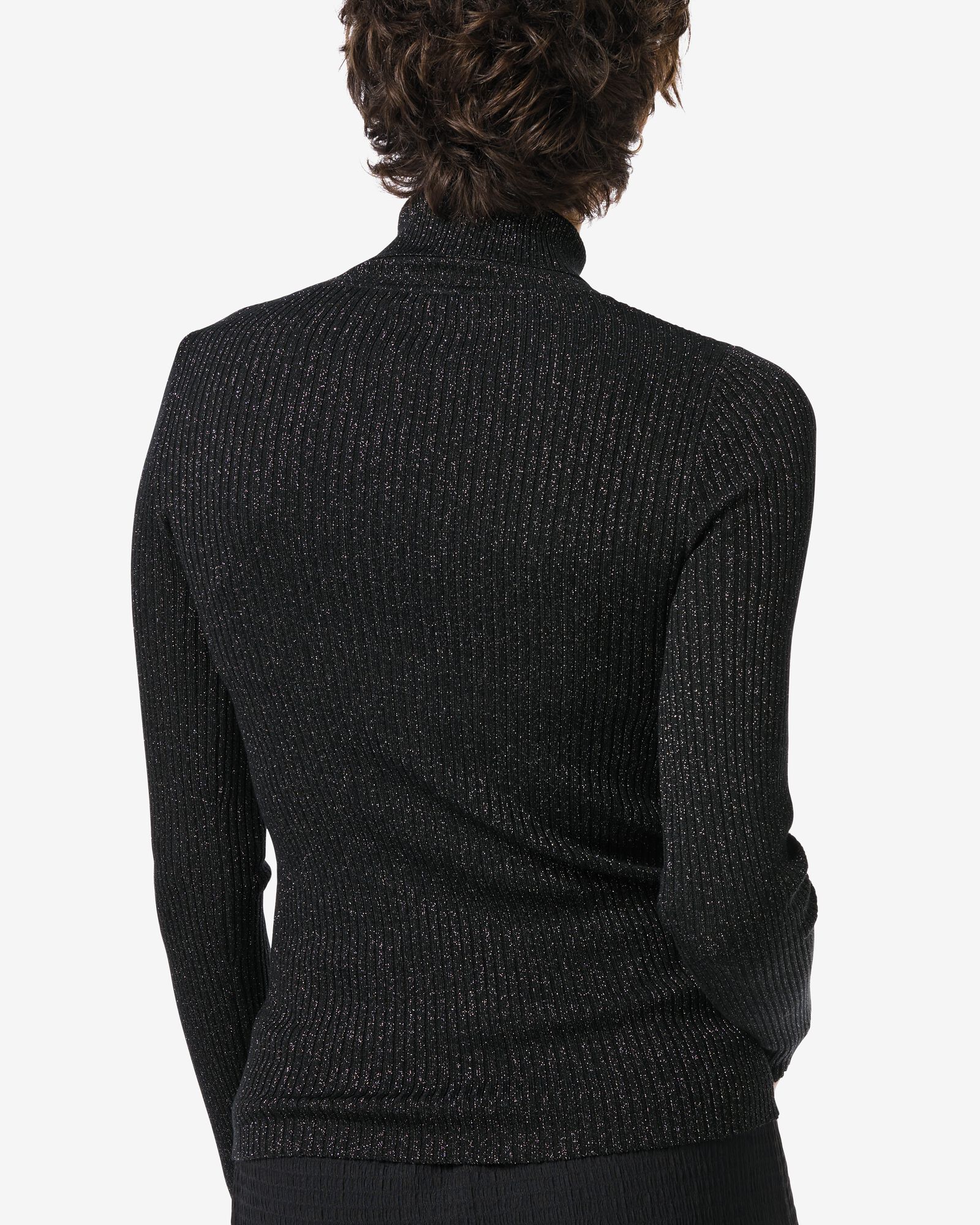 dames coltrui Nova met ribbels en glitters zwart zwart - 1000029471 - HEMA