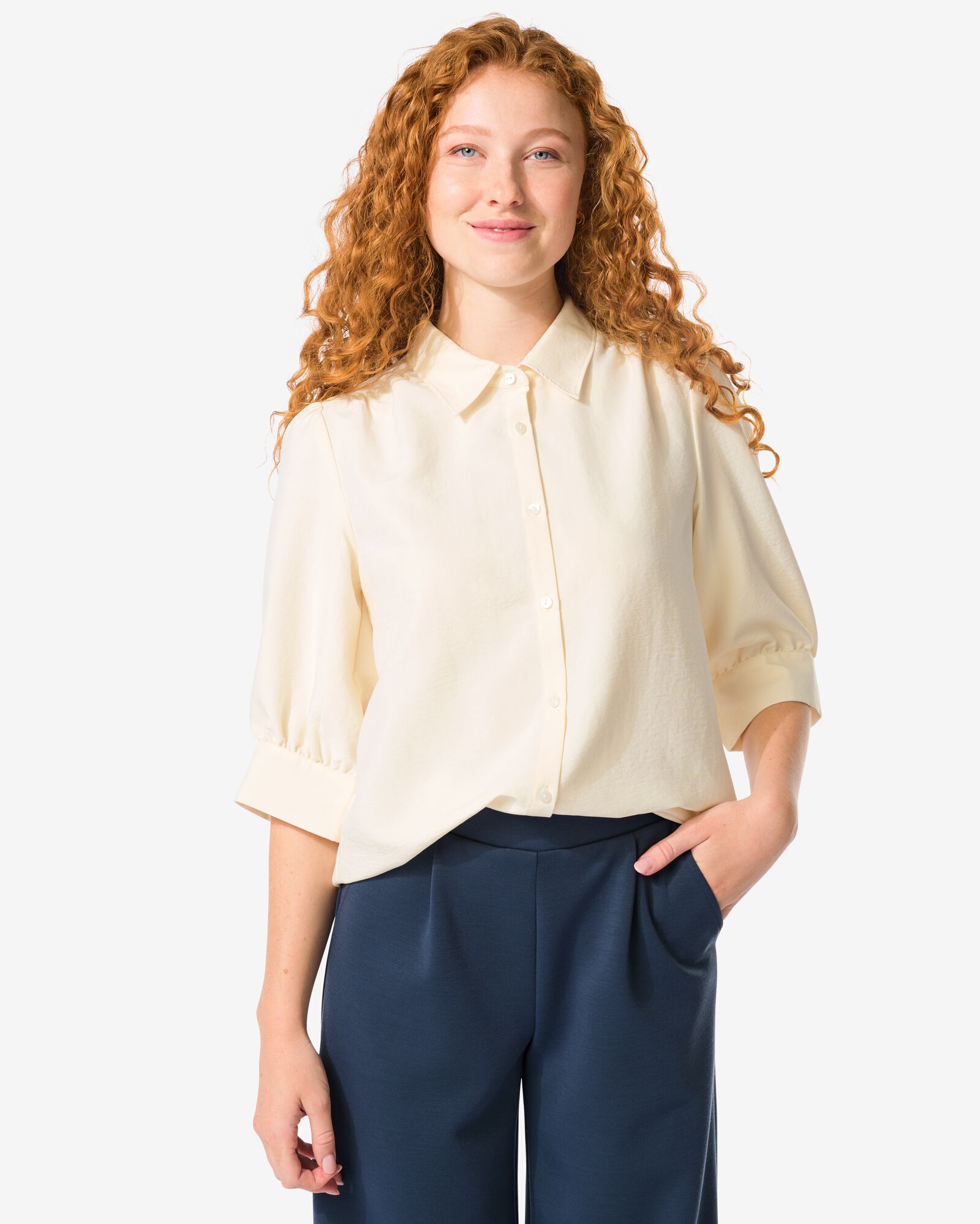 damesblouse Dakota gebroken wit - 36203070OFFWHITE - HEMA