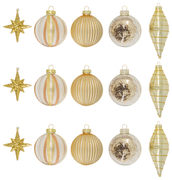 15 boules de Noël dorées en verre - 25130009 - HEMA