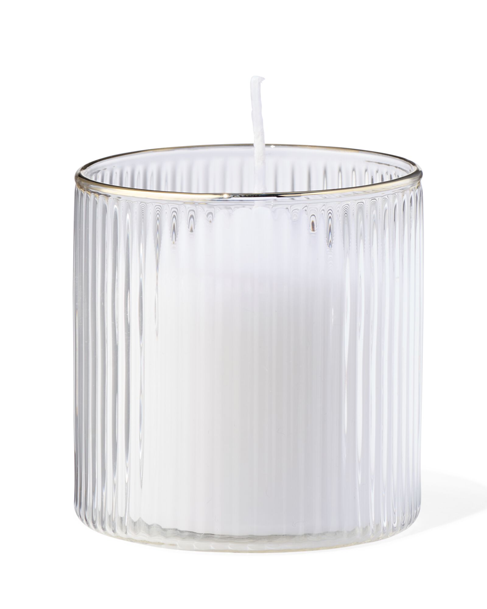 Glas f&uuml;r Duftkerze ⌀ 6,5 x 6,5 cm, gerippt, transparent - 13507521 - HEMA