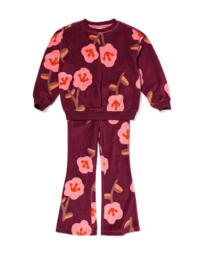 Kinderbekleidungsset Pullover und Leggings mit Blumen bordeauxrot bordeauxrot - 30835805BURGUNDYRED - HEMA