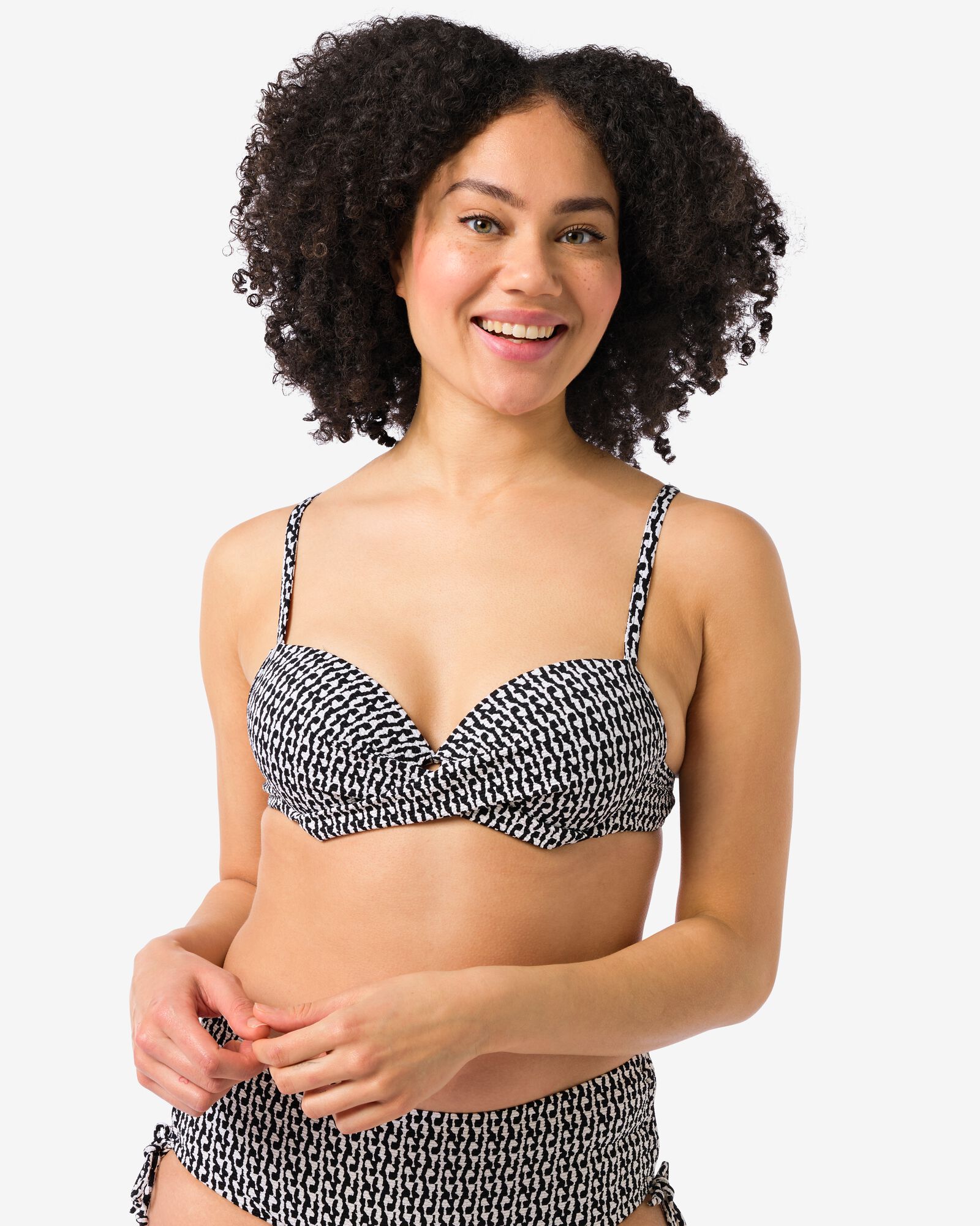 damesbikinitop beugel cup A-E zwart/wit - 22352250BLACKWHITE - HEMA